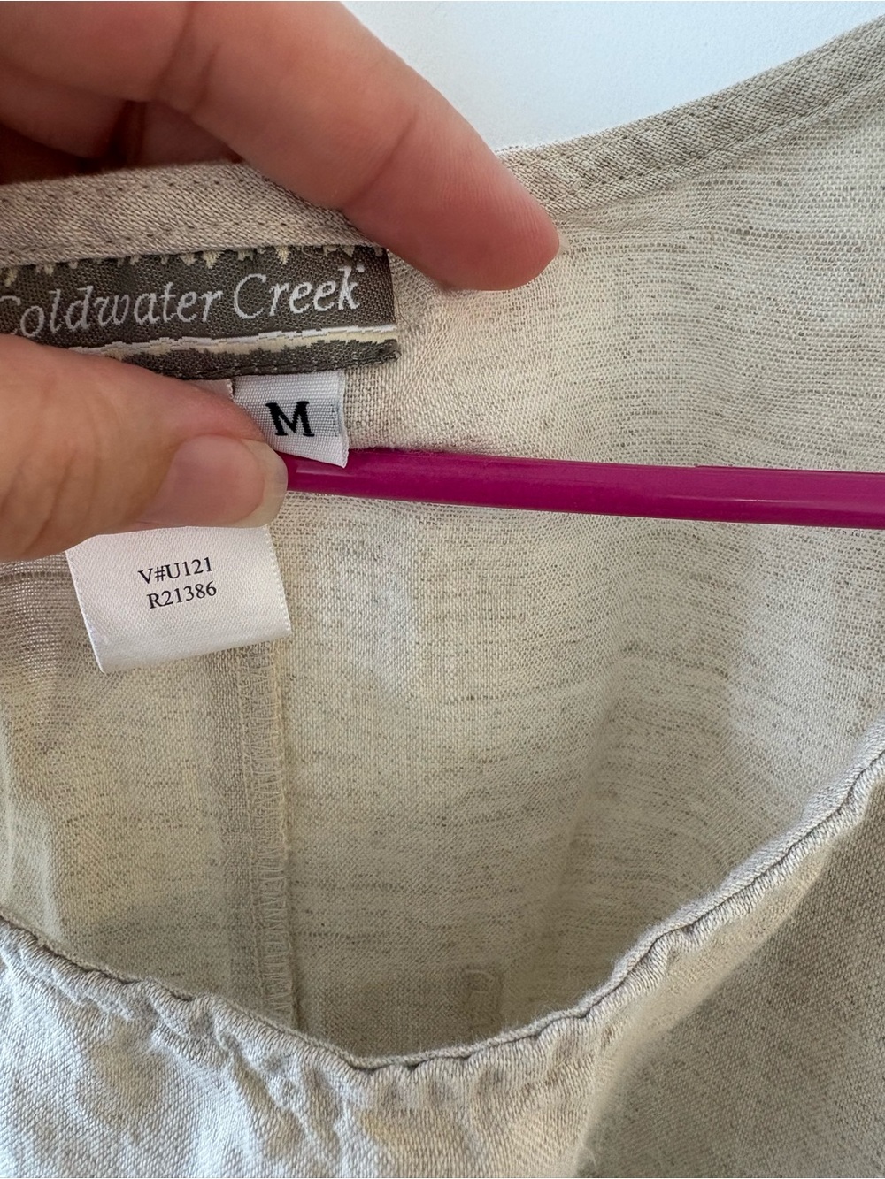 Coldwater Creek Natural Beige Linen Maxi Dress Buttons Cottagecore Lagenlook - Picture 2 of 9